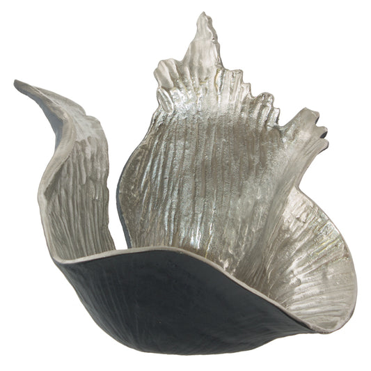 silver and black embossed decor bowl with jagged edges