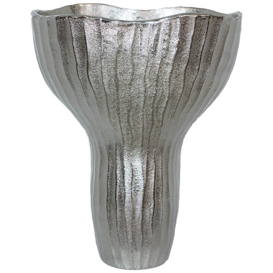 large silver pod vase. Decor Vase in silver metal