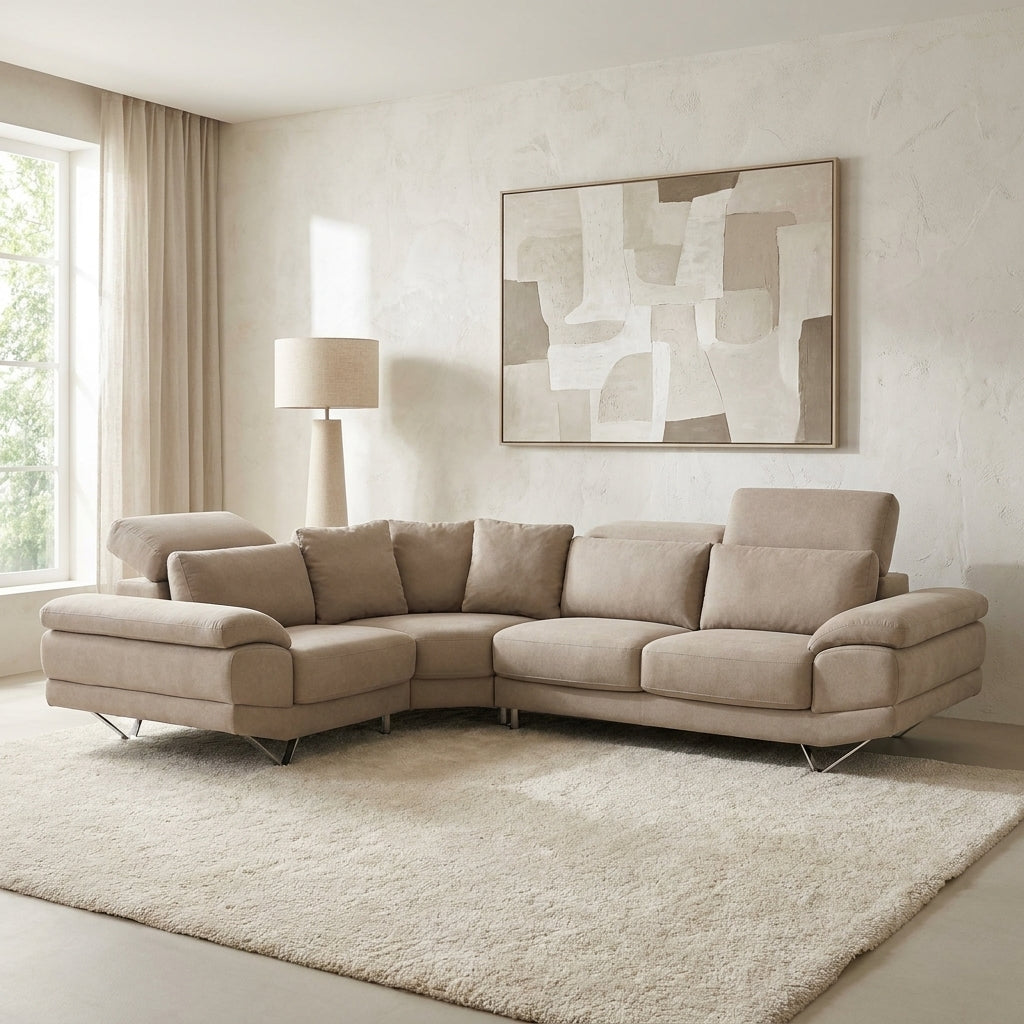 european made corner sofa taupe fabric adjustable headrests luxury seating south africa. Galeria Furniture