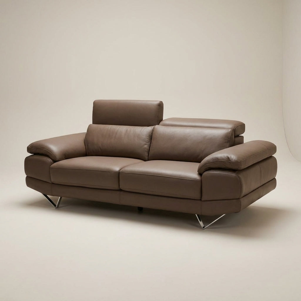 modern brown leather sofa 3 seater extra padded cushions comfortable couch south africa. Galeria Furniture.
