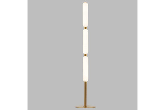 Gold brass and white floor lamp