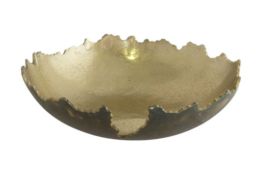 Gold metal decorative bowl with jagged edges