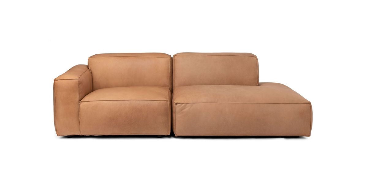Modular couch in brown leather, sectional modulare sofa pieces.sofa 