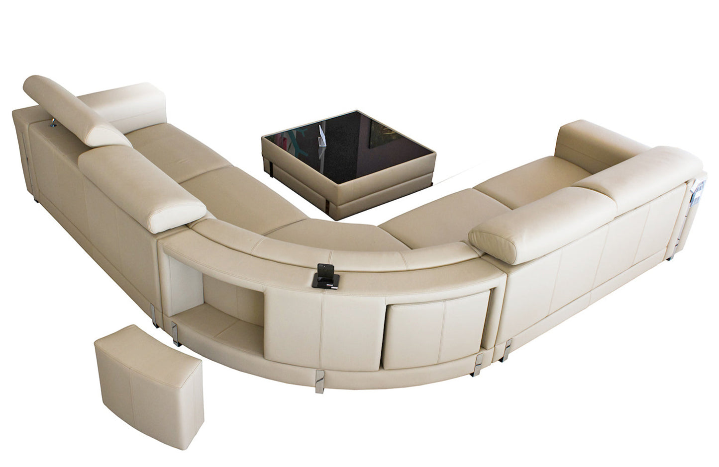 Walter 3+3 Corner Sofa With Discreet Docking Station (SIZE 3.2M X 3.2M) - COLOUR: BUGATY MASTIC