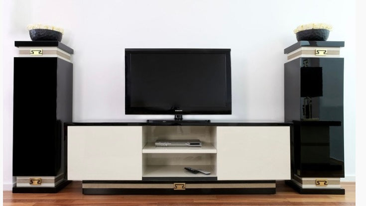 Sublime TV stand with matching decor columns