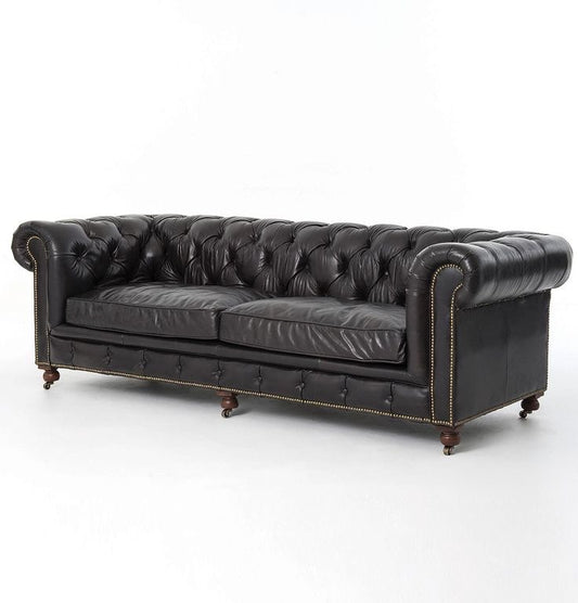 black italian leather chesterfield couch