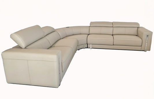 Walter 3+3 Corner Sofa With Discreet Docking Station (SIZE 3.2M X 3.2M) - COLOUR: BUGATY MASTIC