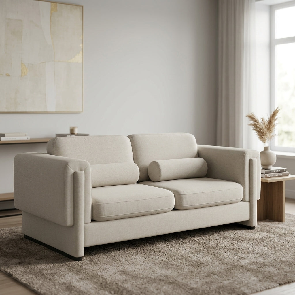 Sofa JA Kenya Pearl 2 seater loveseat styled in a bright modern living room - buy premium 2 seater sofa at Galeria