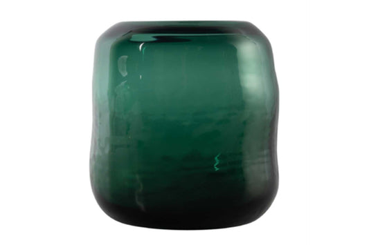 JADE GREEN MOUTH BLOWN GLASS VASE