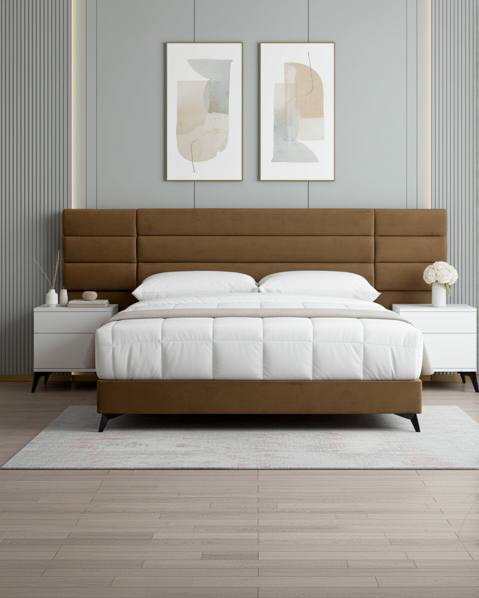 Jones XL King Headboard & Base Bed Brown
