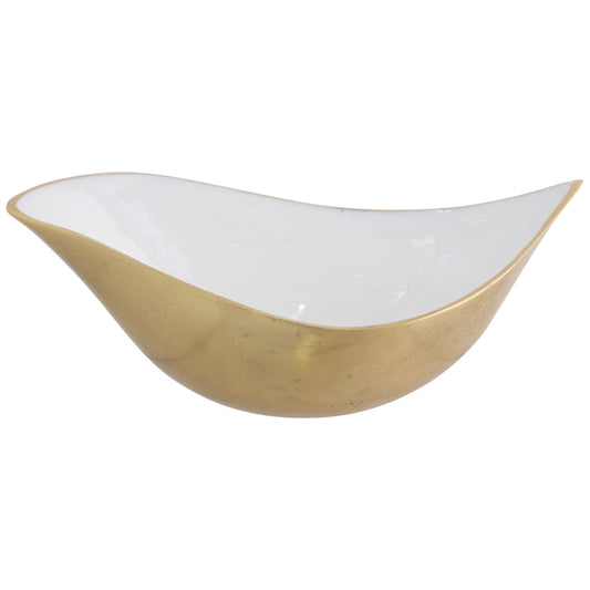 Gold and white decor bowl with curvy design