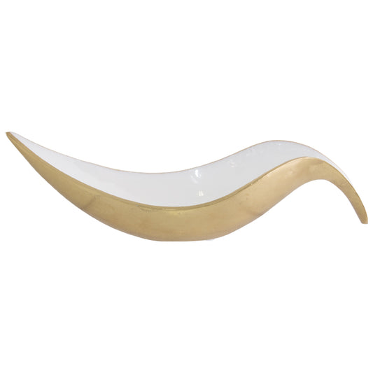 gold foil and white decor bowl with curvy design