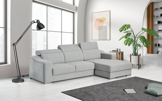 Light grey fabric l-shape sofa