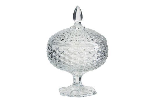 large Crystal jar with lid perfect for jewellery trinket box or candy jar