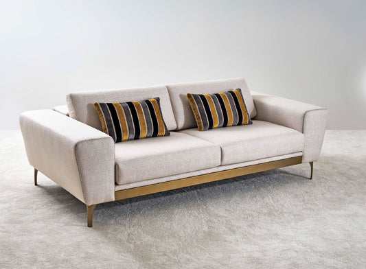Lloyd 2 Seater Fabric Sofa With Gold Brass
