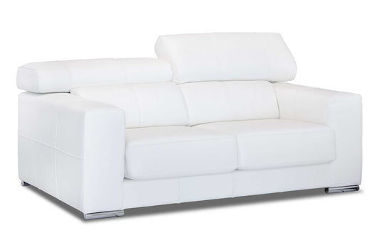 white leather 2 seater sofa with adjustable headrests