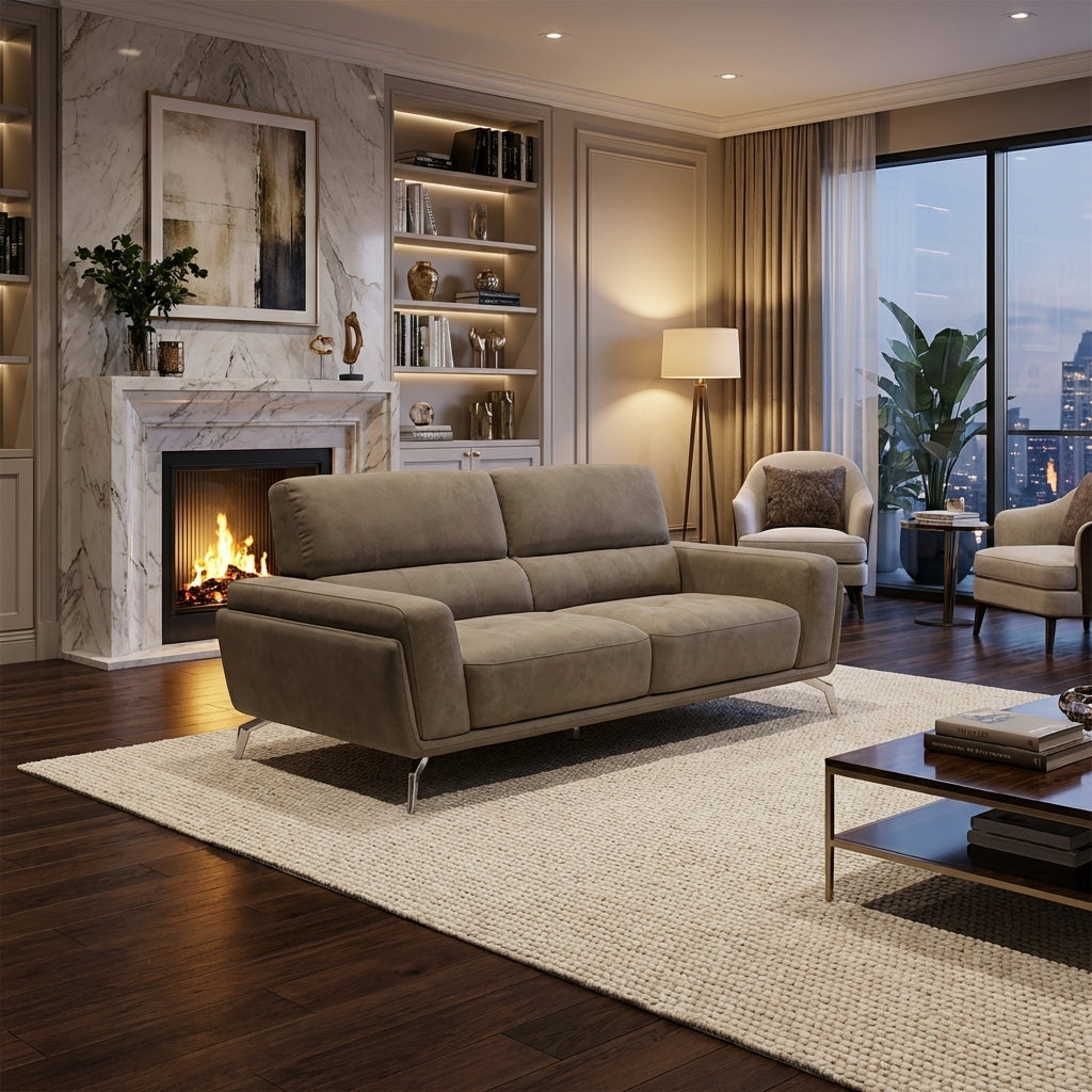 3 seater sofa in elephant grey fabric.