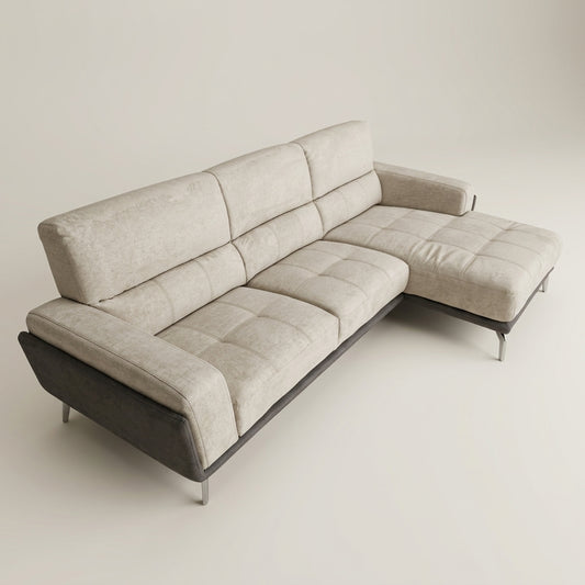 Megan 2 colour Suede fabric L-shape couch. GALERIA FURNITURE SOUTH AFRICA