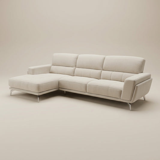 Pearl fabric L-shape sofa. Galeria Furniture SA