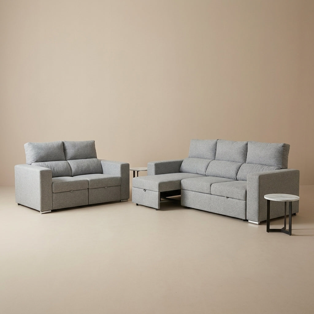 multifunctional sofa set 2 seater 3 seater grey fabric extendable couch. Galeria furniture South Africa