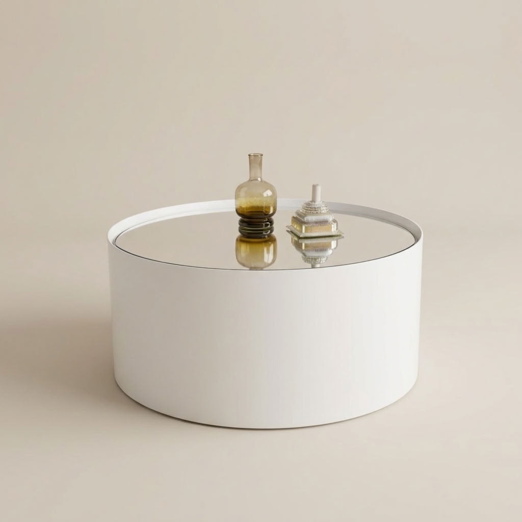 White coffee table with mirror-top coffee table. Galeria Furniture Sa. Delivery nationwide.