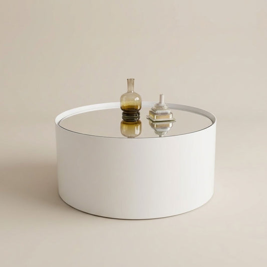 White coffee table with mirror-top coffee table. Galeria Furniture Sa. Delivery nationwide.