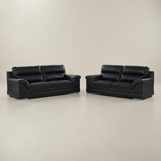 premium black leather sofa set 2+3 seater couches luxury living room furniture south africa. Galeria Furniture nelspruit.