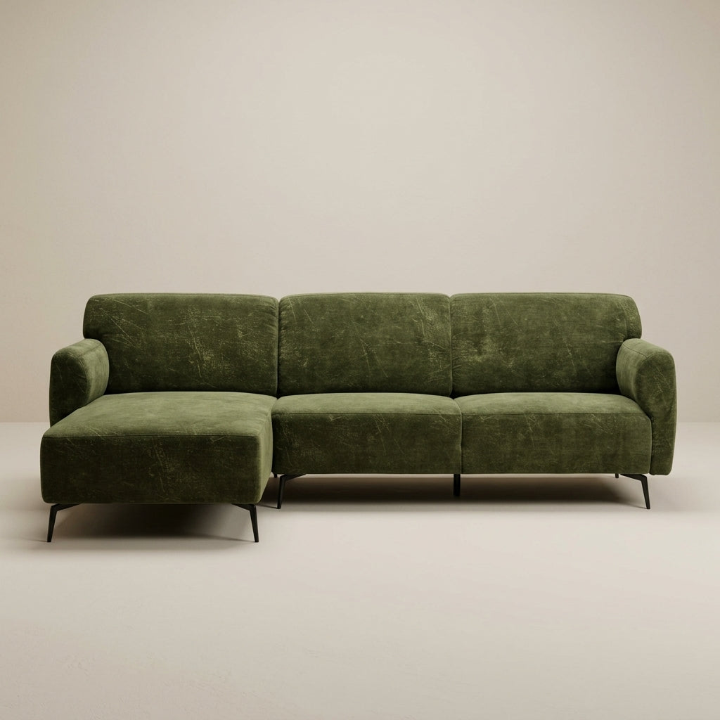 Green fabric daybed sofa 3 seater