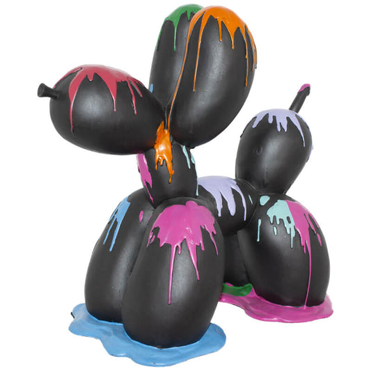 graffiti black poodle , home decor animal figurine with paint splashes.