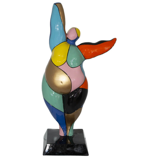pop art style objet d'art. home decor lady figurine in a colourful pop art style.