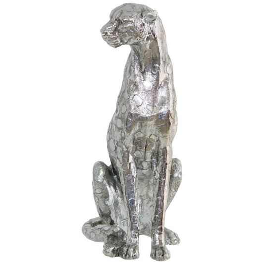 large silver leopard figurine for home decor