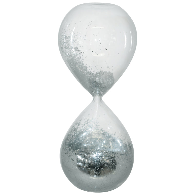 silver glitter hour glass