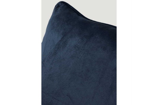 Navy blue velvet scatter cushion with piping and feather inners. 60x60 size.