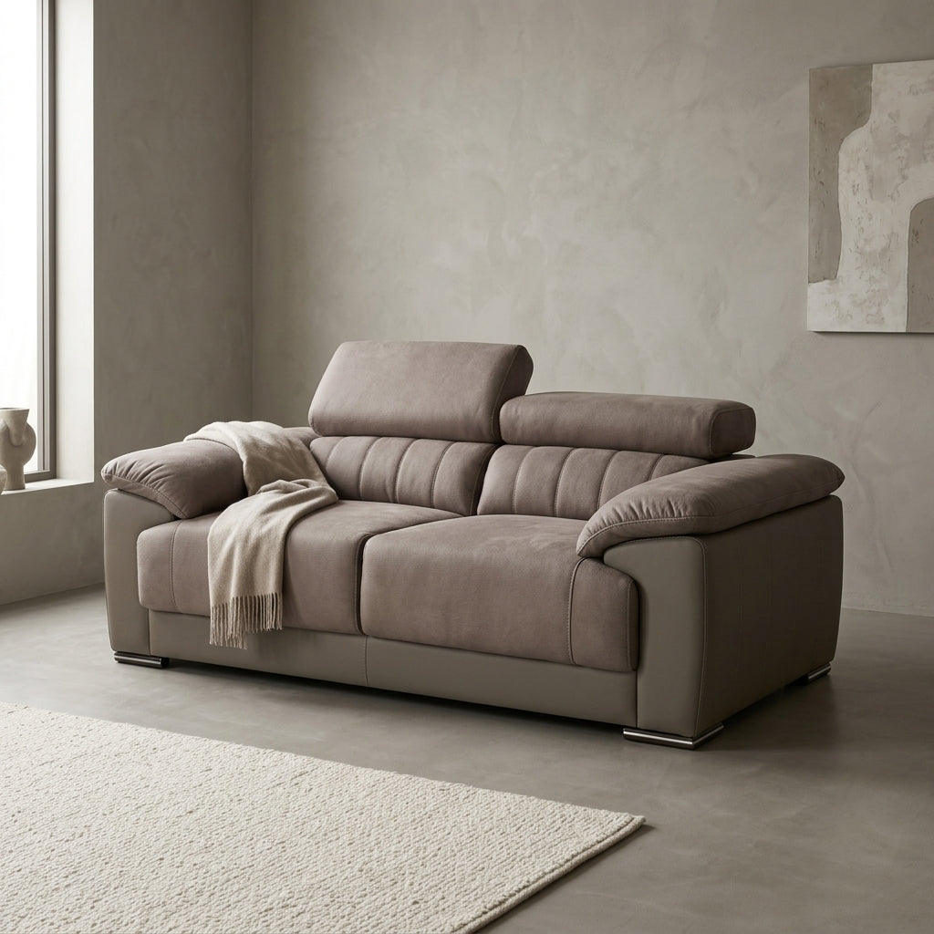 Orly 2 Seater Fabric Sofa with adjustable headrests – two-tone designer couch for sale South Africa