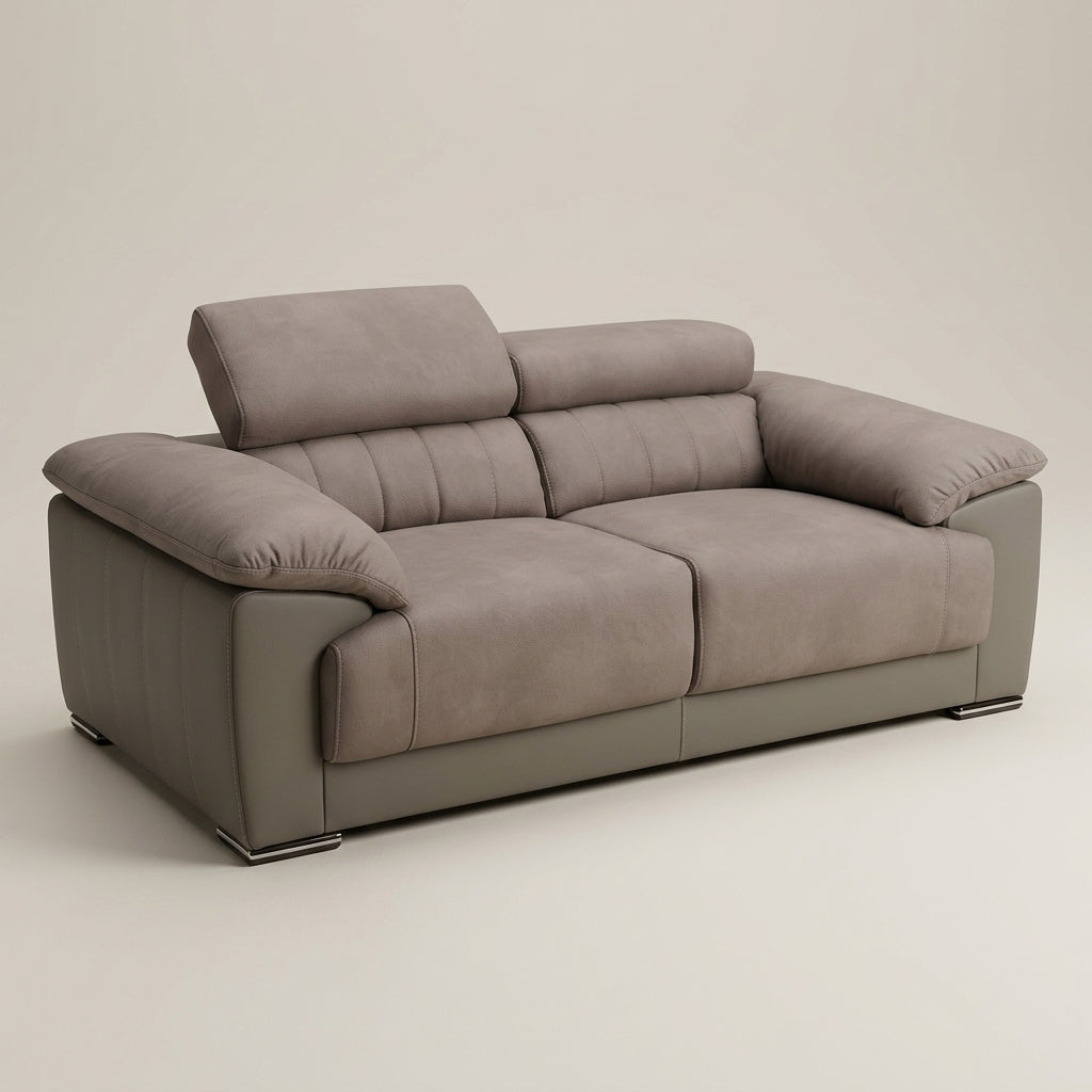 Orly 2 Colour Sofa with adjustable headrests – modern designer couch in stone fabric | Galeria SA