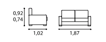 measurements for the orly 2 seater sofa