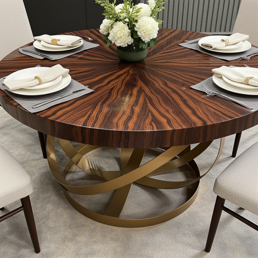 lUxury wooden dining table with gold brass legs