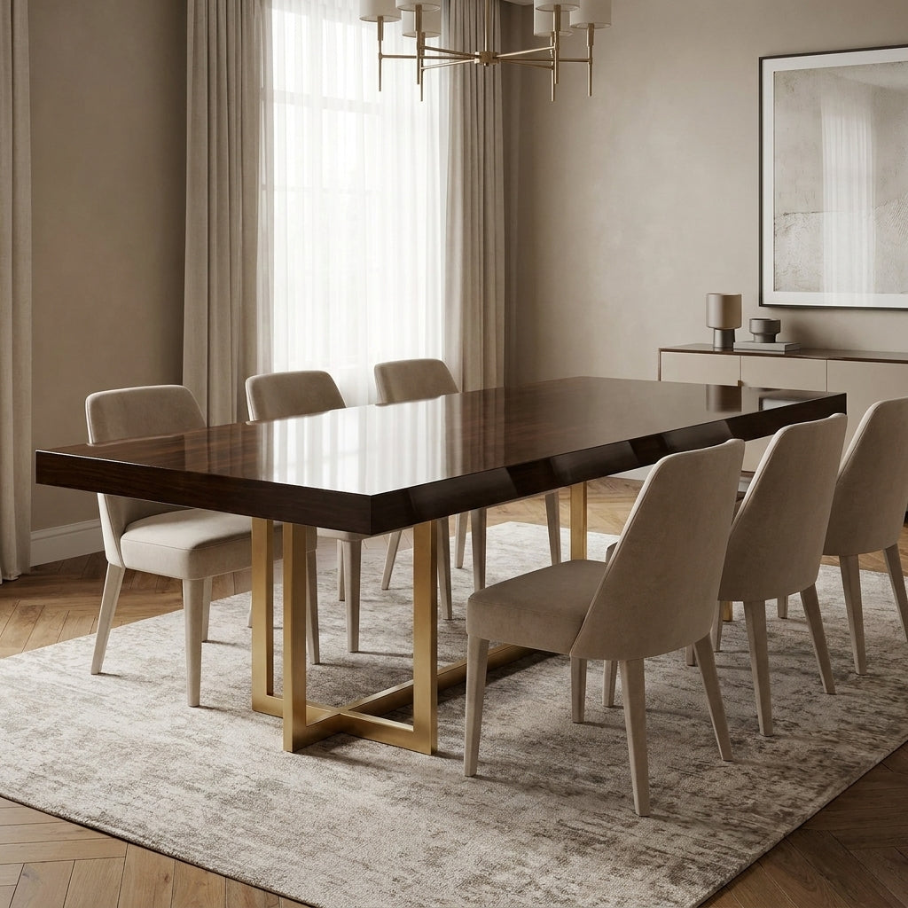 contemporary designer dining table dark wood gold legs south africa nationwide delivery