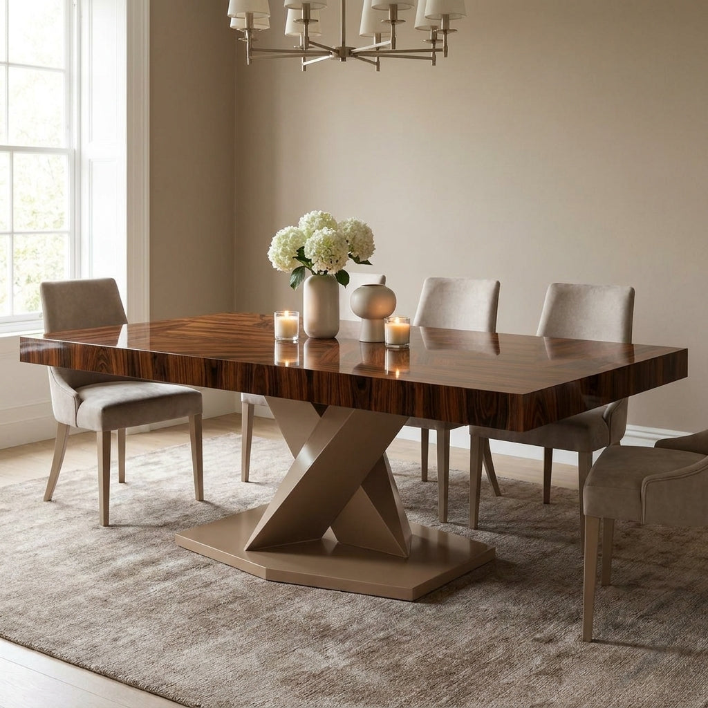 3D gold criss cross legs on designer dining table, modern luxury table South Africa