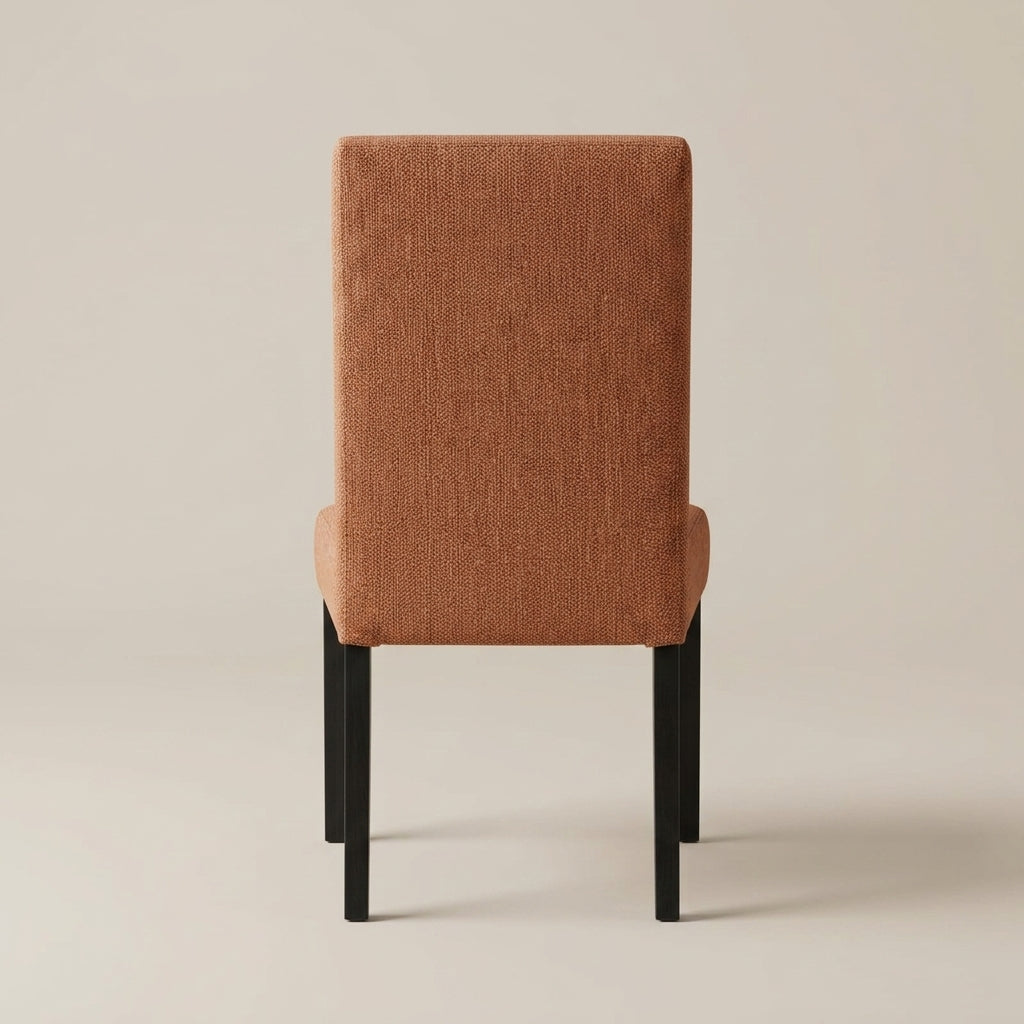 Paris Dining Chair Guilty Rust - back view showing upholstered backrest and dark wooden legs