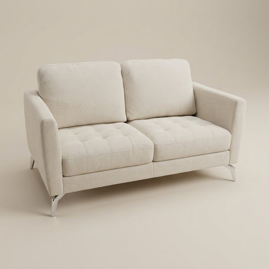 Light beige 2 seater sofa with textured soft feel fabric. GALERIA FURNITURE SOUTH AFRICA