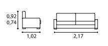 Orly 3 Seat Sofa in Two-Tone Grey Fabric