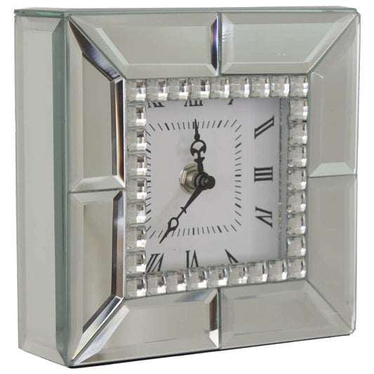 square shaped diamond mirror clock.
