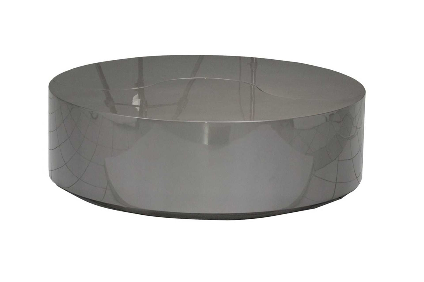 Round coffee table in dark gloss grey finish