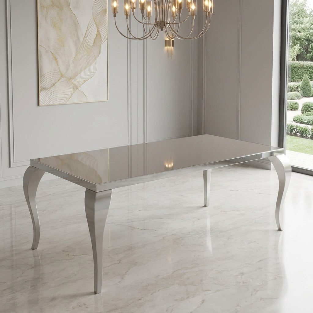 european made luxury dining table champagne glass strong sturdy designer table south africa. Galeria Furniture.
