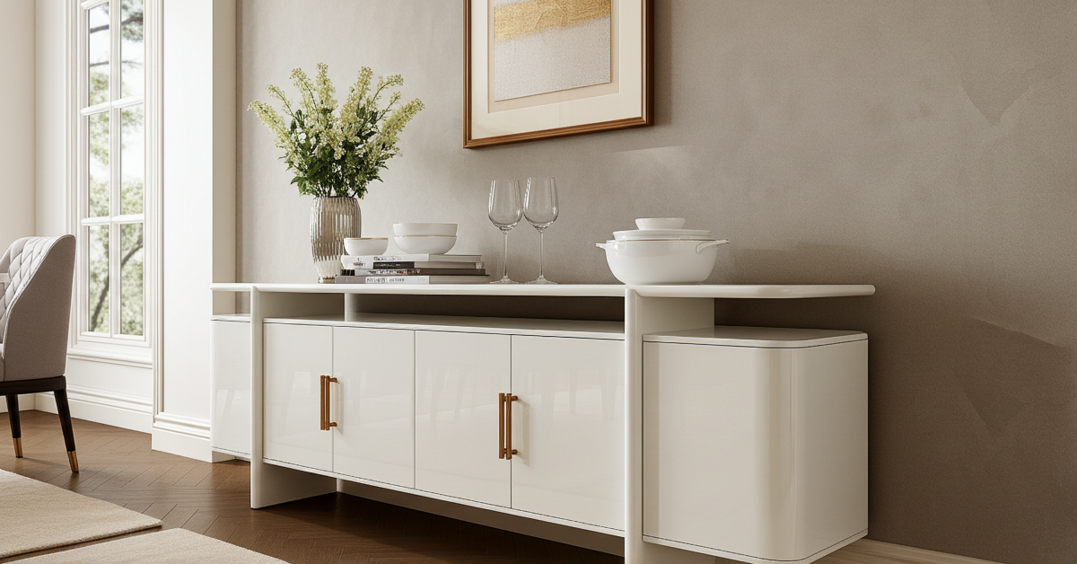 Large white wood , luxury sideboard