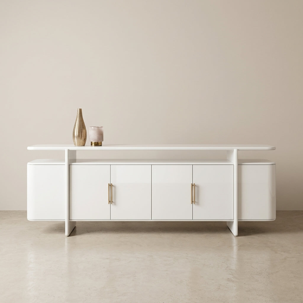 designer sideboard nelspruit south africa white gloss cabinet with brass detailing. GALERIA FURNITURE. 