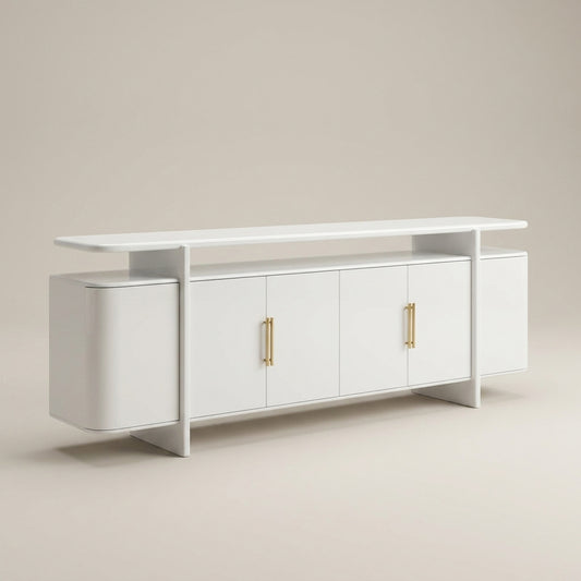 white gloss sideboard 4 door cabinet with gold brass handles designer furniture south africa. Galeria Furniture. 