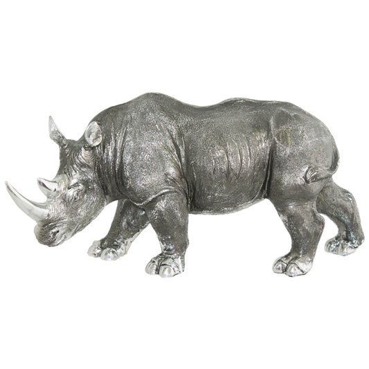 silver rhino figurine, home decor