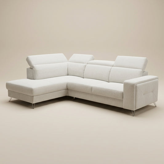 Zeller Corner Couch in Light Grey Guilty Sand - luxury L-shape 3 seater sofa with daybed by Galeria Furniture